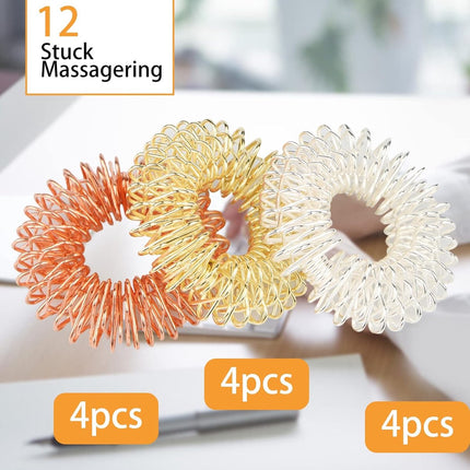 12 Finger Massage Rings - Finger Massage Rings - Acupressure Rings - Acupressure Rings - Finger Splints - Finger Massage Rings - For teenagers, adults - Relieves anxiety, relaxation - Massage improves blood circulation - One size.