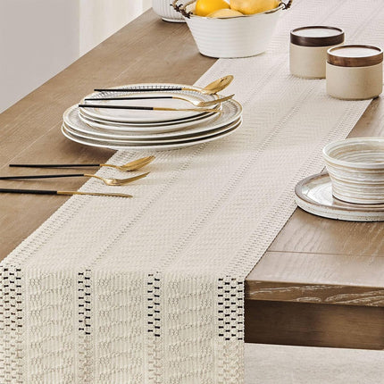 Table runner - tablecloth - Bohemian style table runner - pink table runner - with knotted tassel - farmhouse woven home decor - white - 30*240 cm.