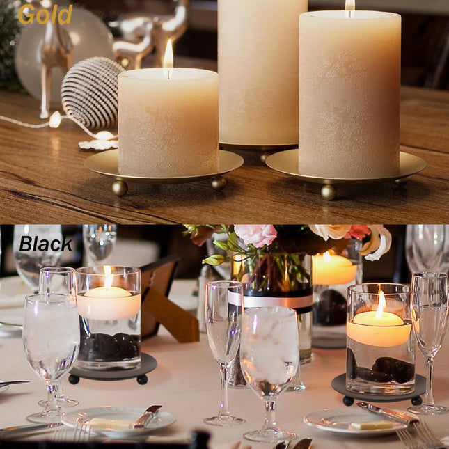 4 pieces - Candlestick - Candle holder - candle holder - metal candlestick - Christmas decorations - home decoration - candle accessories - storage rack - for table decorations for weddings, family reunions and decorations - 9*1.5 cm - gold, black.