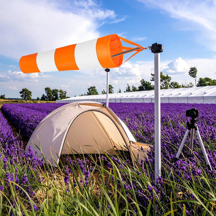 2 pieces - Wind indicator - Outdoor wind sock - Wind socks - Wind sack - Wind direction indicator - Weather vanes - Garden flag - Outdoor flag - outdoor wind sock - wind socks for the garden - orange and white - 80 cm.