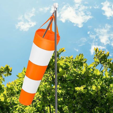 2 pieces - Wind indicator - Outdoor wind sock - Wind socks - Wind sack - Wind direction indicator - Weather vanes - Garden flag - Outdoor flag - outdoor wind sock - wind socks for the garden - orange and white - 80 cm.