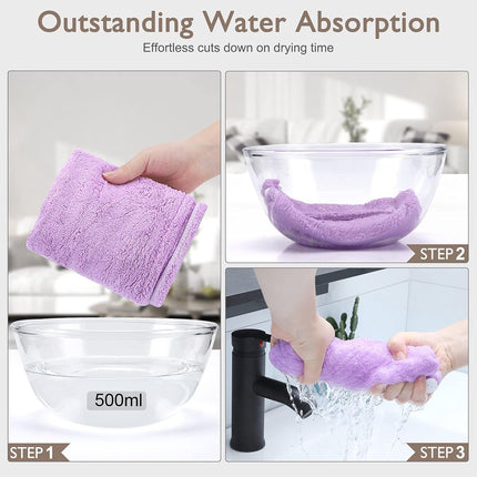 Piece Hair Towel - Microfiber Hair Towel - Hair Towel - Head Towel - Quick-Drying Towel - for Women, Men, Children, Quick-Drying Wrap for Curly - Long Hair - Anti-Frizz - Hair Towel - Purple, Pink, Blue.