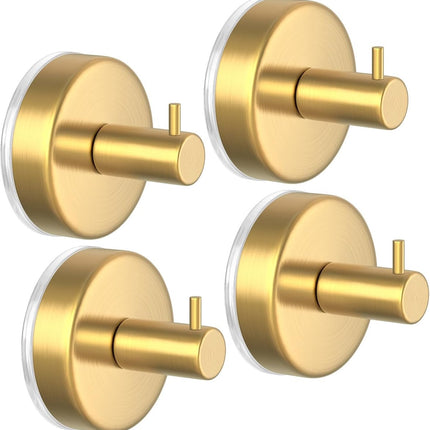 4 pieces - 6*6*5.5 cm - Suction cup hooks - Hooks with vacuum suction cup - towel hooks without drilling - waterproof - suction cup hook for shower, bathroom, kitchen, glass door - gold.