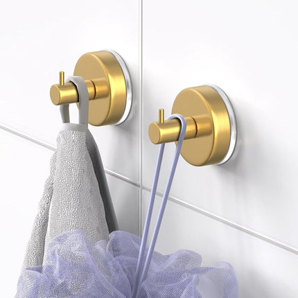 4 pieces - 6*6*5.5 cm - Suction cup hooks - Hooks with vacuum suction cup - towel hooks without drilling - waterproof - suction cup hook for shower, bathroom, kitchen, glass door - gold.