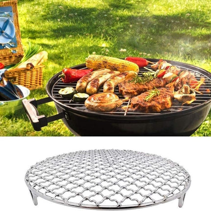 Grill - Grill grate - Grill accessories - Stainless steel grill - Round grill - Cooking and cooling rack - With support legs - For outdoor grilling - Silver - 18 cm/7.1".