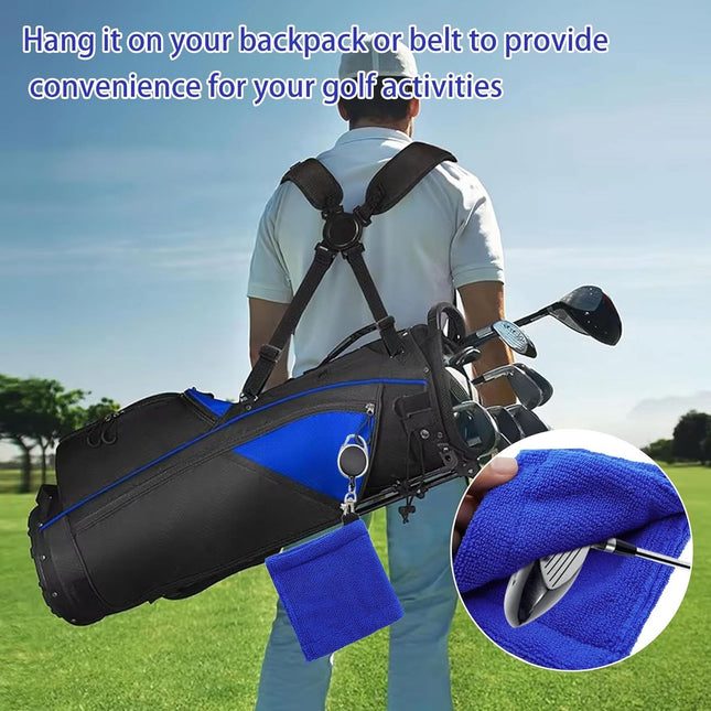 3 pieces - Golf Ball Towel - Golf Bag Amphibious Towels - with retractable buckle - Soft and delicate golf towel - Durable golf club cleaner - for fitness, outdoor sports - 12*12 cm - black, blue and grey.