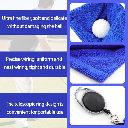 3 pieces - Golf Ball Towel - Golf Bag Amphibious Towels - with retractable buckle - Soft and delicate golf towel - Durable golf club cleaner - for fitness, outdoor sports - 12*12 cm - black, blue and grey.