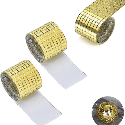 3 pieces - 4*100 cm - Self-adhesive mosaic stickers - Mini square acrylic mosaic tiles - 5*5 mm - self-adhesive acrylic mosaic tiles - mirror mosaic tiles - decorative wall stickers - for kitchen, restaurant, disco party, DIY decoration - gold.