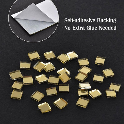 3 pieces - 4*100 cm - Self-adhesive mosaic stickers - Mini square acrylic mosaic tiles - 5*5 mm - self-adhesive acrylic mosaic tiles - mirror mosaic tiles - decorative wall stickers - for kitchen, restaurant, disco party, DIY decoration - gold.