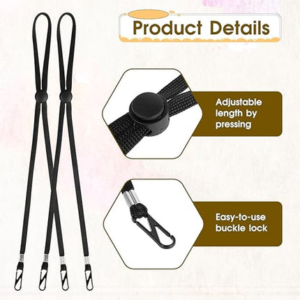 10 pieces - Hat cord - Windproof hat cord - Hat strap clips for travel hats - Removable chin strap - Anti-wind hood strap clip - Anti-loss hat strap clip - For golfing, boating, fishing, hats, outdoors - Black - 35 cm.
