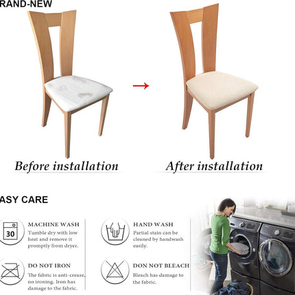 4 Pieces Chair Cover - Chair Cover for Dining Chair - Chair Protectors - Dining Room Chair Covers - chair chair upholstery - removable spandex dining room rack chair cover - Covers for Dining Chairs - Universal Chair Cover - Checks - beige.