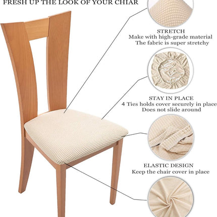 4 Pieces Chair Cover - Chair Cover for Dining Chair - Chair Protectors - Dining Room Chair Covers - chair chair upholstery - removable spandex dining room rack chair cover - Covers for Dining Chairs - Universal Chair Cover - Checks - beige.