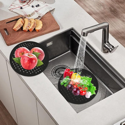 1 Piece Silicone Sink Mat - Washbasin Mat - Sink Mat - Sink Mats - Rubber Countertop Mat for Sink - Cuttable - Foldable - Non-slip - Round sink mat - Protective mat - For countertop - Round Black - ø 31 Cm.