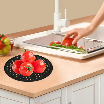 1 Piece Silicone Sink Mat - Washbasin Mat - Sink Mat - Sink Mats - Rubber Countertop Mat for Sink - Cuttable - Foldable - Non-slip - Round sink mat - Protective mat - For countertop - Round Black - ø 31 Cm.