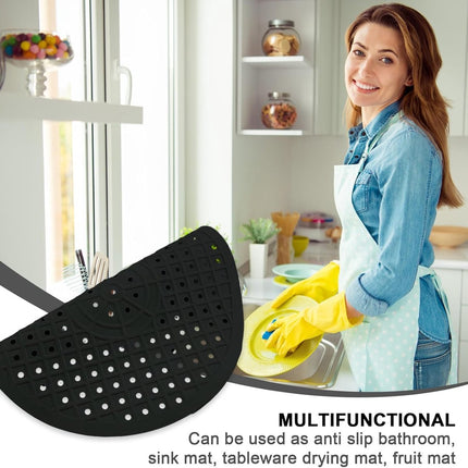 1 Piece Silicone Sink Mat - Washbasin Mat - Sink Mat - Sink Mats - Rubber Countertop Mat for Sink - Cuttable - Foldable - Non-slip - Round sink mat - Protective mat - For countertop - Round Black - ø 31 Cm.