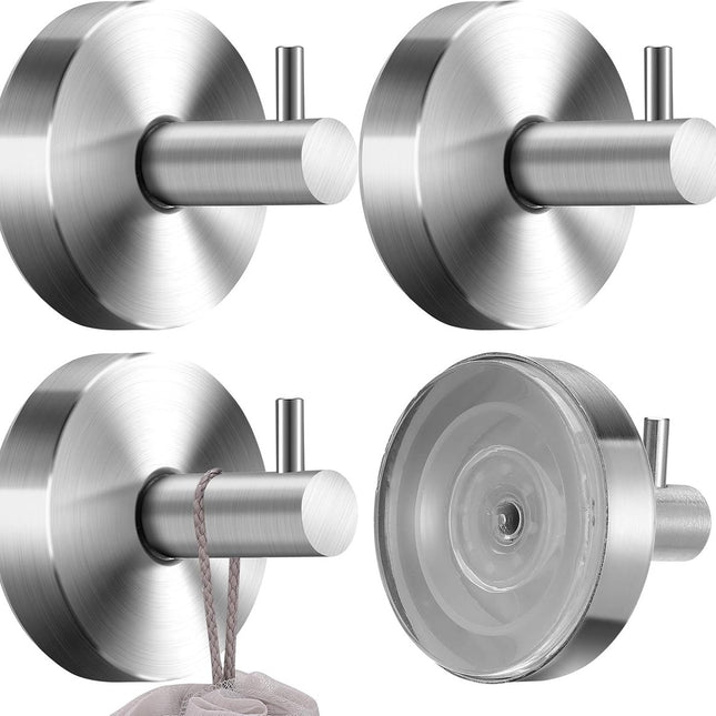 pieces - 6*6*5.5 cm - Suction cup hooks - Hooks with vacuum suction cup - towel hooks without drilling - waterproof - suction cup hook for shower, bathroom, kitchen, glass door - silver.