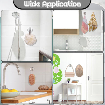pieces - 6*6*5.5 cm - Suction cup hooks - Hooks with vacuum suction cup - towel hooks without drilling - waterproof - suction cup hook for shower, bathroom, kitchen, glass door - silver.