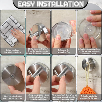 pieces - 6*6*5.5 cm - Suction cup hooks - Hooks with vacuum suction cup - towel hooks without drilling - waterproof - suction cup hook for shower, bathroom, kitchen, glass door - silver.