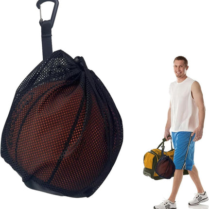 16L - Ball Net Bag - Basketball Mesh Bags - Ball Bags - portable net backpacks - basketball backpacks - soccer bags - sports bag - portable bag for basketball, soccer, tennis - easy storage and transport of basketballs and soccer balls - black.