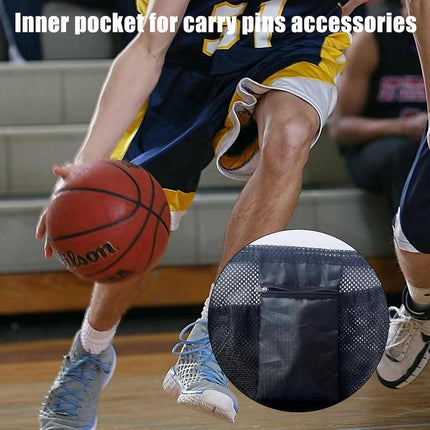 16L - Ball Net Bag - Basketball Mesh Bags - Ball Bags - portable net backpacks - basketball backpacks - soccer bags - sports bag - portable bag for basketball, soccer, tennis - easy storage and transport of basketballs and soccer balls - black.