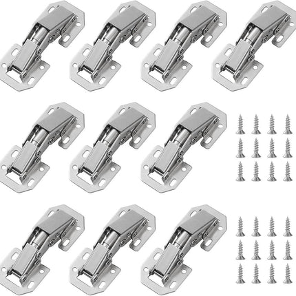 10 pieces - hinges - 3 inch - invisible stainless steel hinges - 90 degrees - cabinet hinges - kitchen door hinges - with screws - for furniture doors, drawers, windows and wardrobes - no drilling required - 77*32 mm - silver.