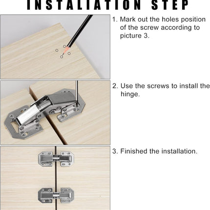 10 pieces - hinges - 3 inch - invisible stainless steel hinges - 90 degrees - cabinet hinges - kitchen door hinges - with screws - for furniture doors, drawers, windows and wardrobes - no drilling required - 77*32 mm - silver.