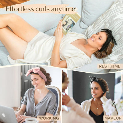 Heatless Curls - 4-piece set - Hair Rollers - Heatless Curls with Hair Scrunchies and Clip - Heatless Curls - Curlers - Hair Curler - Black.