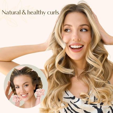Heatless Curls - 4-piece set - Hair Rollers - Heatless Curls with Hair Scrunchies and Clip - Heatless Curls - Curlers - Hair Curler - Black.