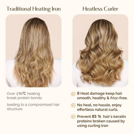 Heatless Curls - 4-piece set - Hair Rollers - Heatless Curls with Hair Scrunchies and Clip - Heatless Curls - Curlers - Hair Curler - Black.