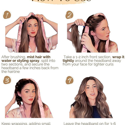 Heatless Curls - 4-piece set - Hair Rollers - Heatless Curls with Hair Scrunchies and Clip - Heatless Curls - Curlers - Hair Curler - Black.