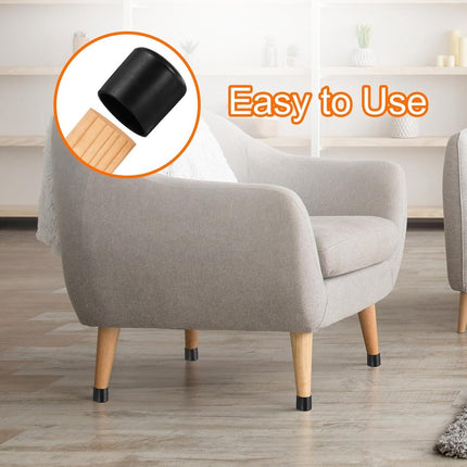 20 pieces - Chair Leg Caps - 32*32*34mm - furniture leg covers - Round rubber furniture leg protectors - Chair protector - floor protection - chair leg protectors - chair socks - for chair legs, table and sofa - black.