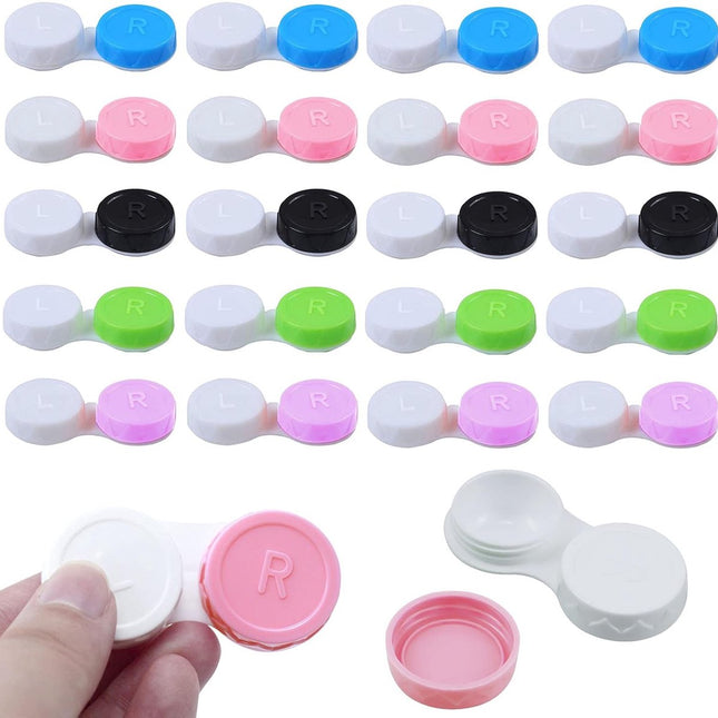 20 Pieces Colorful Contact Lens Holder - Contact Lens Cases - Lens Tray - Portable Contact Lens Holder - Contact Lens Case - Lens Holders - Travel Contact Lens Holder - Contact Lens Holder - Handy for On the Go - Green Blue Pink Black Purple.