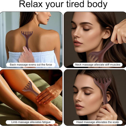 BOXOB 2pcs Wooden Head Massager, Portable Head Scratcher for Deep Relaxation Durable Wooden Comb Wooden Scalp Massager Gift for Family and Friends.