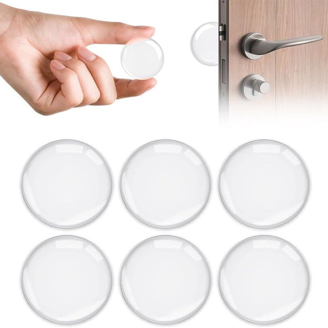 6 pieces - door stoppers - 40*40*8 mm - wall stopper for door handle - self-adhesive wall protector - silicone door stoppers - soft door damper - round wall protector - anti-collision stickers - stopper for walls - for wall, refrigerator, cabinets - trans.