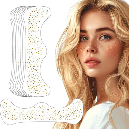 10 pieces - Temporary Glitter Face Tattoos - Glitter makeup stickers - Gold freckle face stickers - Self-adhesive Tattoos for Adults - Gold glitter freckle face stickers - Festival Glitters - Face stickers.