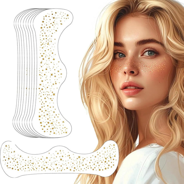 10 pieces - Temporary Glitter Face Tattoos - Glitter makeup stickers - Gold freckle face stickers - Self-adhesive Tattoos for Adults - Gold glitter freckle face stickers - Festival Glitters - Face stickers.