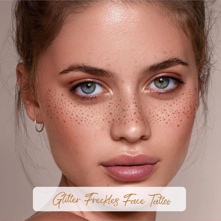 10 pieces - Temporary Glitter Face Tattoos - Glitter makeup stickers - Gold freckle face stickers - Self-adhesive Tattoos for Adults - Gold glitter freckle face stickers - Festival Glitters - Face stickers.
