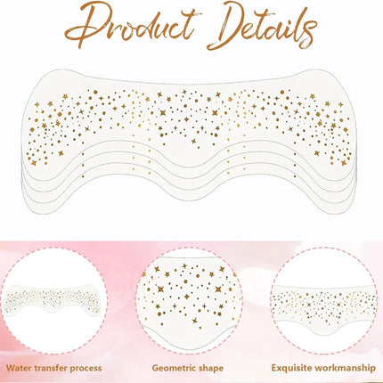 10 pieces - Temporary Glitter Face Tattoos - Glitter makeup stickers - Gold freckle face stickers - Self-adhesive Tattoos for Adults - Gold glitter freckle face stickers - Festival Glitters - Face stickers.