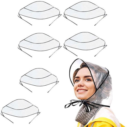 6 pieces - Rain hat - transparent waterproof rain cap - with plastic brim - transparent plastic cover - waterproof cover - protective hood - rain caps for outdoor activities - reusable - rain hat for women - 115*33cm - black.