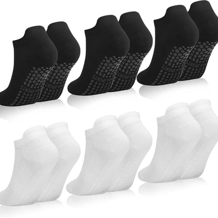 6 pairs - Socks - Yoga socks - Pilates socks for women - non-slip yoga socks - with grip - sports socks for women - Women's socks - black and white.