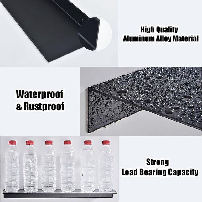 30*12*4 cm - Wall-mounted rack - Bathroom Shelves - Metal shelves - waterproof - small floating metal shelves - wall shelf - for bathroom, living room, bedroom, kitchen - with screws - black.