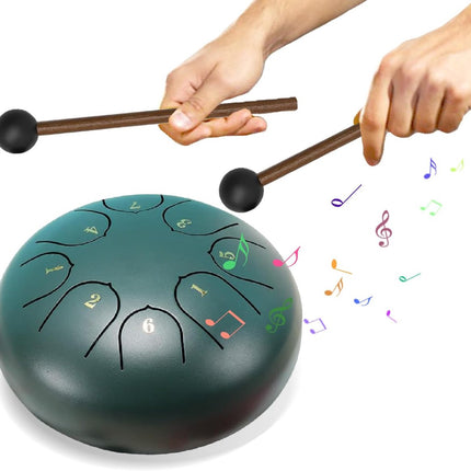 Rain drum - outdoor rain drum - rain drum for the garden - rain drum for outside in the garden - chakra drum for outdoor rain - drum - musical instruments - 6 inch rain drum - with 8 tones - green - 16*9 cm.