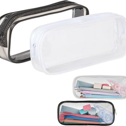 Pencil Case - 2-Piece Pencil Case - Pencil Case for School - Transparent Pencil Case - Transparent Exam Pencil Case - School Supplies - transparent school pencil case - school pencil case - Pencil case for men and women, children's pencil case, travel - P.