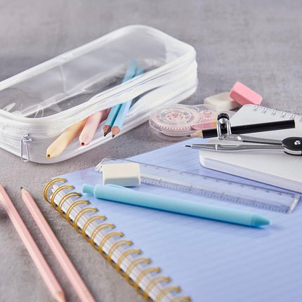 Pencil Case - 2-Piece Pencil Case - Pencil Case for School - Transparent Pencil Case - Transparent Exam Pencil Case - School Supplies - transparent school pencil case - school pencil case - Pencil case for men and women, children's pencil case, travel - P.
