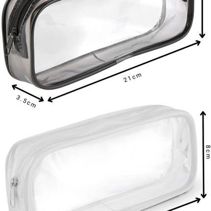 Pencil Case - 2-Piece Pencil Case - Pencil Case for School - Transparent Pencil Case - Transparent Exam Pencil Case - School Supplies - transparent school pencil case - school pencil case - Pencil case for men and women, children's pencil case, travel - P.