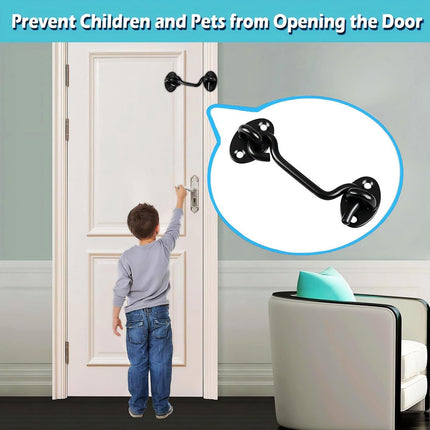 2 pieces - Wind hook - 6 inch - Wind hooks - Door hinges - Door bolt - Hinge - barn door hook - hook and eye bolt - cabin hooks and eye bolt - swivel window hook - door hooks - lock - for sliding door, bedroom, bathroom - 150*39 mm - black.