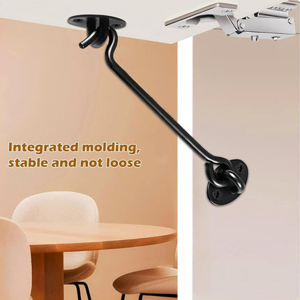 2 pieces - Wind hook - 6 inch - Wind hooks - Door hinges - Door bolt - Hinge - barn door hook - hook and eye bolt - cabin hooks and eye bolt - swivel window hook - door hooks - lock - for sliding door, bedroom, bathroom - 150*39 mm - black.