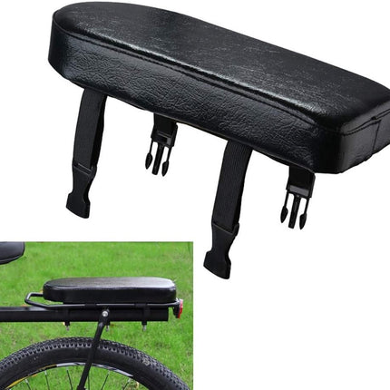 Rear bicycle cushion - with a pair of bicycle pedals - black PU rear saddle - mountain bike back cushion - wide soft cushion - comfortable bicycle cushion - bicycle accessory - for school, sports, trail riding - 30*15*3.5 cm - black.