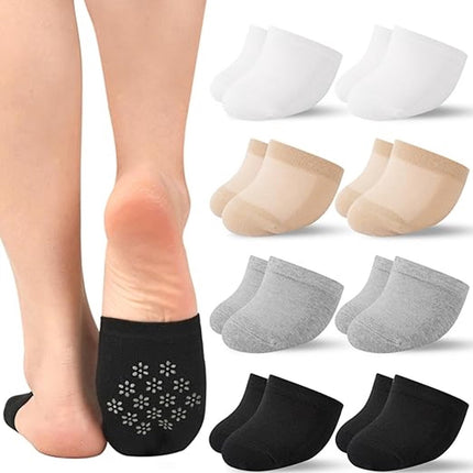 pairs - Half socks - Women's no-show anti-slip half socks - Cotton invisible lining toe protectors - toe protector socks - invisible socks - seamless five-toe socks - sock - for clogs - black, white, khaki, grey.