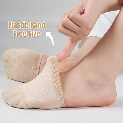 pairs - Half socks - Women's no-show anti-slip half socks - Cotton invisible lining toe protectors - toe protector socks - invisible socks - seamless five-toe socks - sock - for clogs - black, white, khaki, grey.